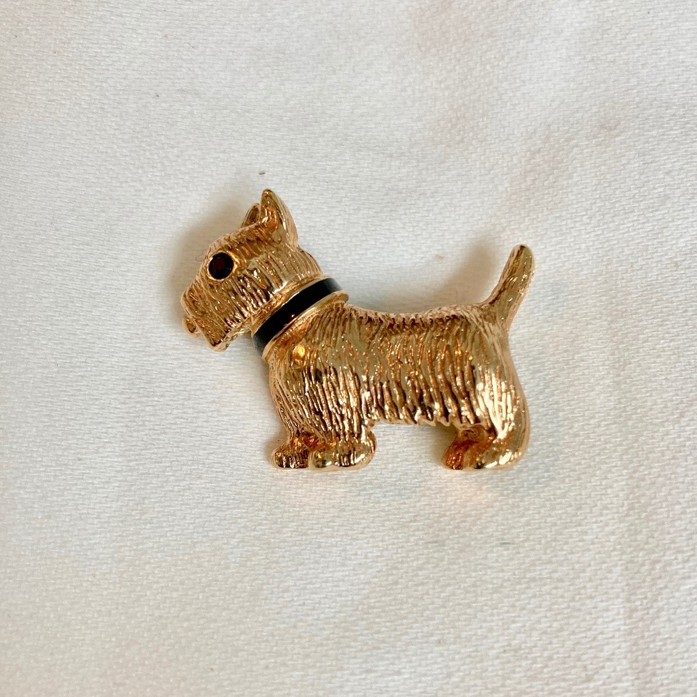 Vintage Gold Tone Scotty Terrier Dog Brooch